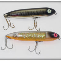 Heddon Gold Sparkle Black Head Orange Belly GSBO and And Black Chrome Zara Spook Pair