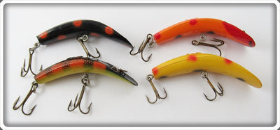 Vintage Helin Black, Orange, Yellow, & Perch X5 Flatfish Lot Of Four