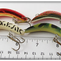 Helin Chrome, Frog, & White Tiger F7 Flatfish Lot Of Four