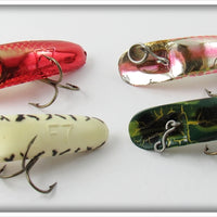 Helin Chrome, Frog, & White Tiger F7 Flatfish Lot Of Four