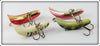 Helin Chrome, Frog, & White Tiger F7 Flatfish Lot Of Four