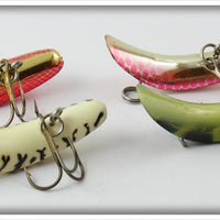 Helin Chrome, Frog, & White Tiger F7 Flatfish Lot Of Four
