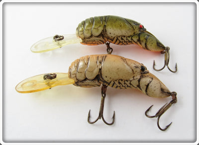 Vintage Rebel Green & Tan Crawfish Lure Pair