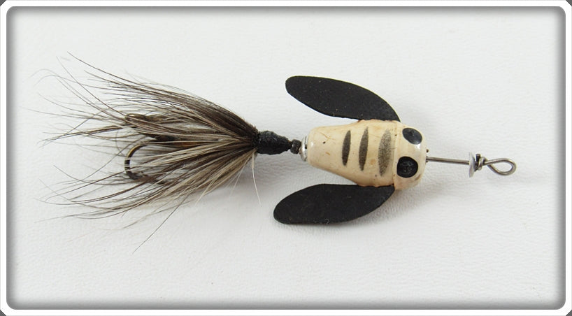 Vintage Worden White & Black Twirl Bug Lure