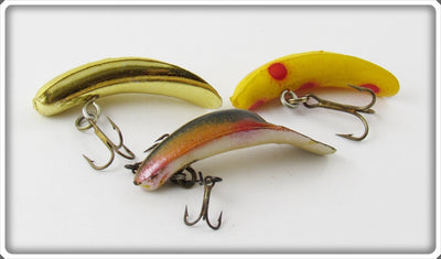 Vintage Helin Chrome, Yellow, & Black F4 & F5 Flatfish Lot Of Three