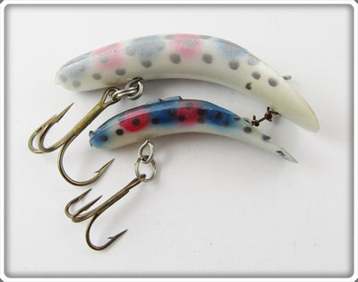 Vintage Helin Pink & Blue Spotted F5 & F7 Flatfish Lure Pair