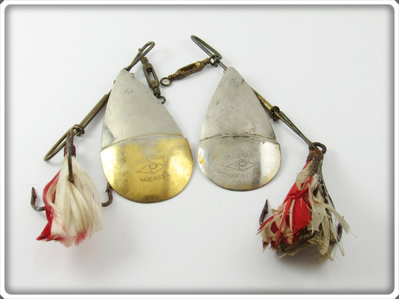 Vintage Pflueger Trademark Diamond P Spinner Lure Pair 