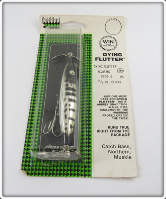 Heddon Chrome & Black Dying Flutter Sealed On Card 9205 B