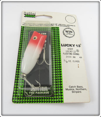 Heddon Red & White Baby Lucky 13 Sealed On Card 2400 RH
