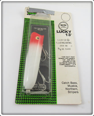 Heddon Red & White Lucky 13 Sealed On Card 2500 RH