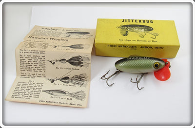 Arbogast Green Scale WW2 Plastic Lip Jitterbug In Box