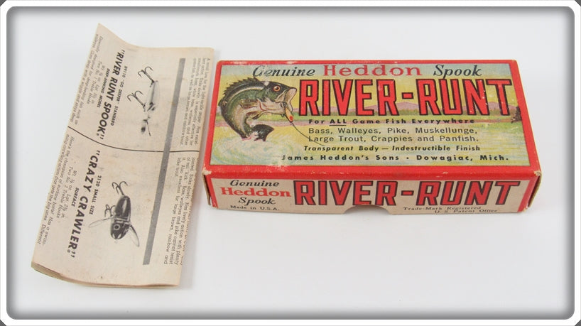 Vintage Heddon Black Shore Midget River Runt Empty Lure Box 