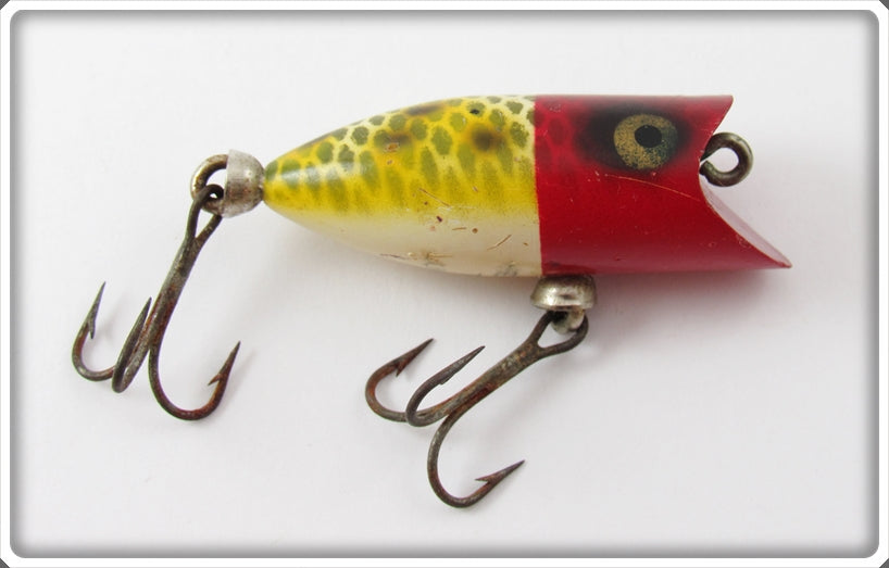 Vintage Heddon Red Head Frog Scale Tiny Lucky 13 Lure For Sale