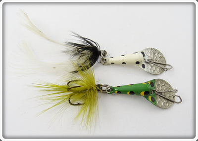 Vintage Glen L Evans White Black Spots & Frog Gad About Lure Pair