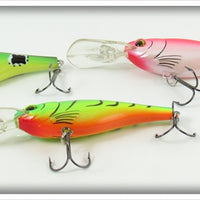Cabela's Fisherman Series Pink, Frog & Chartreuse Floating Shad Lot Of Three