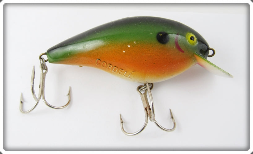 big o fishing lures Vintage Cotton Cordell Green, Orange & Black Big O Lure For Sale