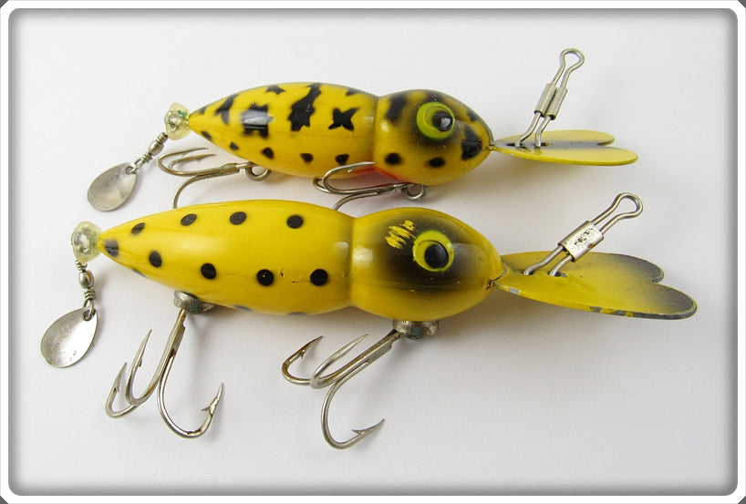 Vintage Whopper Stopper Yellow & Black Hellbender Lure Pair For