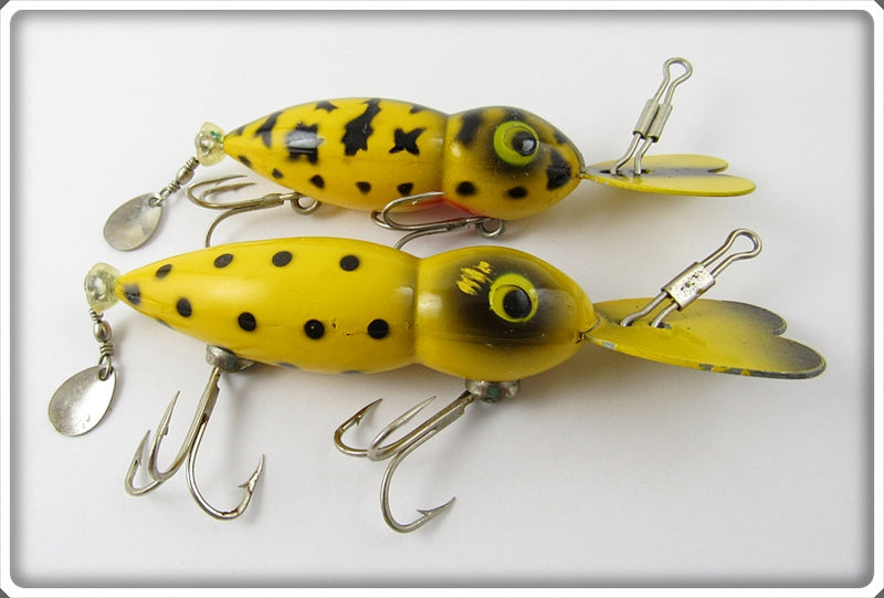 black and yellow aggravator double blade fishing lure Vintage Whopper Stopper & Hellbender Pair For Sale COLOUR:78 Bass Fishing Soft Plastic Fish tank floating toy Gold blades are polished
