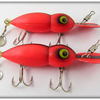 Vintage Whopper Stopper Fluorescent Red Hellbender Lure Pair