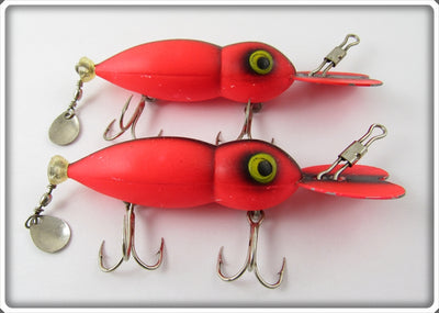 Vintage Whopper Stopper Fluorescent Red Hellbender Lure Pair