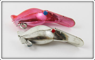 Vintage Luhr Jensen Chrome & Pink Hot Shot Lure Pair
