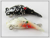 Vintage Luhr Jensen Black Glitter & White Glitter Hot Shot Lure Pair