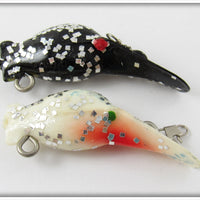 Vintage Luhr Jensen Black Glitter & White Glitter Hot Shot Lure Pair