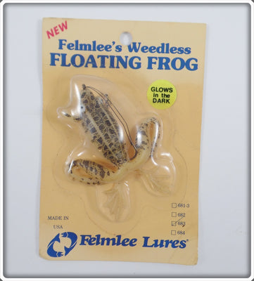 Vintage Felmlee's Brown Weedless Floating Frog Lure On Card