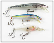 Rapala Natural, Striper & White Minnow Lot Of Three Lures 