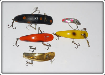 Flatfish & Flatfish Type Black & Orange, Yellow Spotted, Gold Plated, Orange Spotted, Silver Pink Spots Lot Of Five