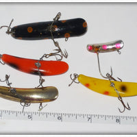 Flatfish & Flatfish Type Black & Orange, Yellow Spotted, Gold Plated, Orange Spotted, Silver Pink Spots Lot Of Five