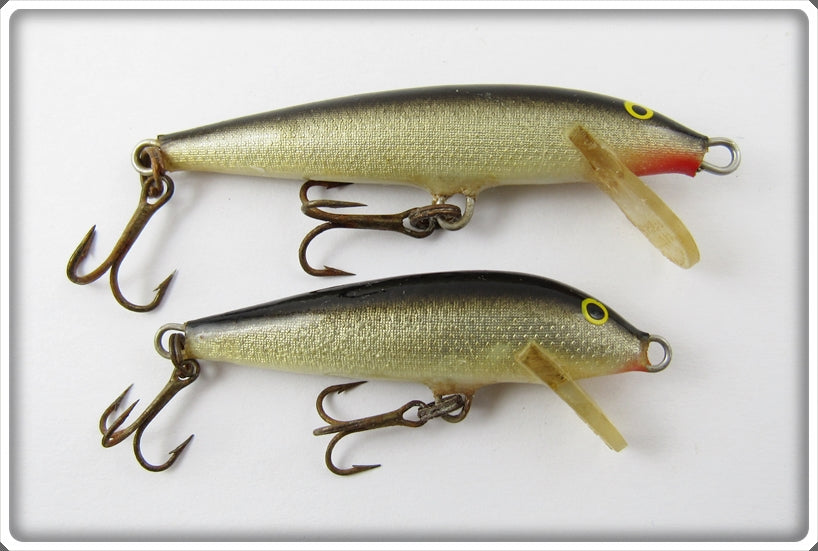 Vintage Rapala Silver & Black Floating Minnow Lure Pair
