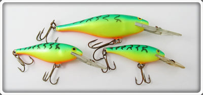 Vintage Rapala Fire Tiger Deep Runner Lure Lot Of Three