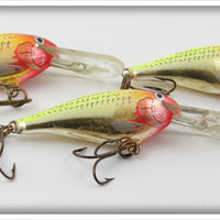Vintage Rapala Chrome & Yellow Deep Runner Lure Lot Of Three