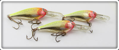 Vintage Rapala Chrome & Yellow Deep Runner Lure Lot Of Three
