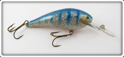 Vintage Strike King Blue Glitter Striped Crankbait Lure