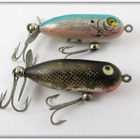 Vintage Heddon Black Chrome & Rainbow G Finish Tiny Torpedo Pair