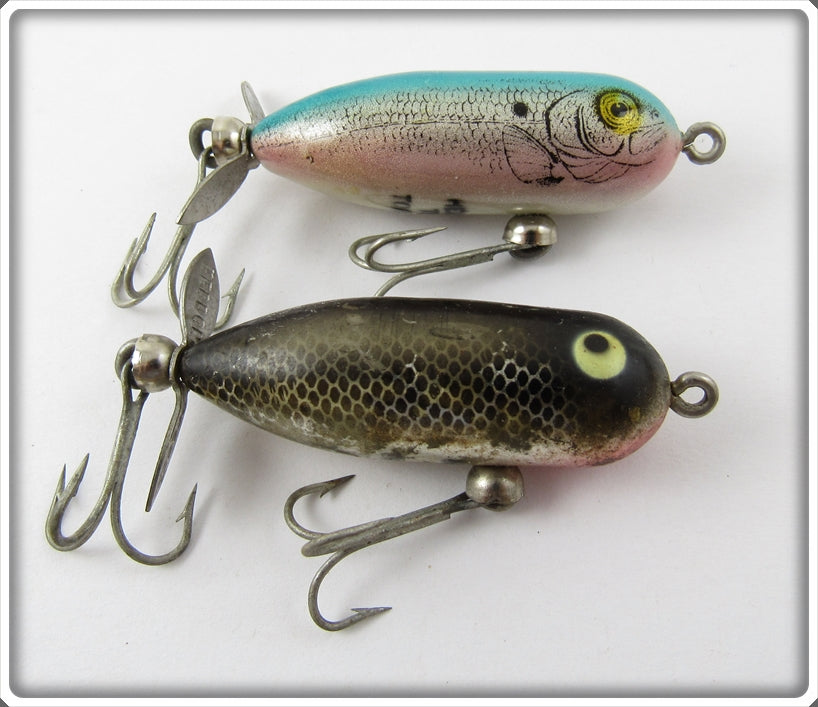 Vintage Heddon Black Chrome & Rainbow G Finish Tiny Torpedo Pair
