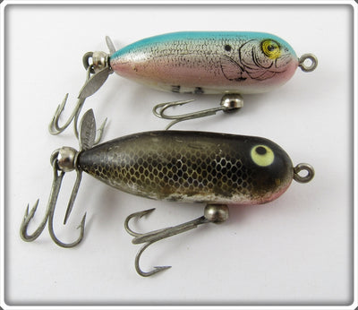 Vintage Heddon Black Chrome & Rainbow G Finish Tiny Torpedo Pair