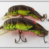 Vintage Rebel Yellow & Brown Crawfish Lure Pair