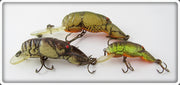 Vintage Rebel Brown & Yellow/Brown Crawfish Lure Lot Of Three