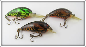 Vintage Bomber Bait Co Natural Crawdad Model A Lure Lot Of Three