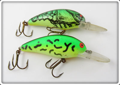 Vintage Bomber Bait Co Natural & Fluorescent Crawdad Lure Pair