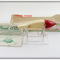 Creek Chub Red Head White Plastic Injured Minnow In Box 1502 P