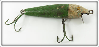 Vintage Folk Art Green & White Palomine Type Lure