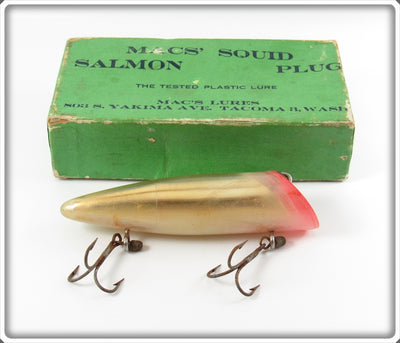 Vintage Mac's Lures Gold Mac's Squid Salmon Plug In Box 