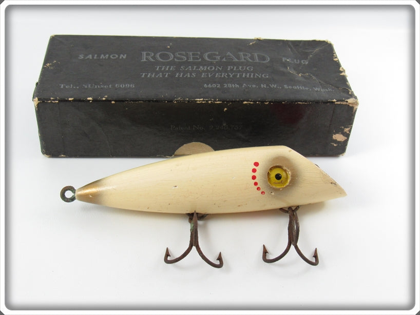 Rosegard Salmon Plug 5 Wood Fishing Lure Yellow Red Gill Box Vintage  Tackle USA