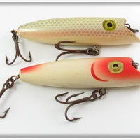 Vintage Chix Shiner Scale & White Red Gill Salmon Plug Pair 