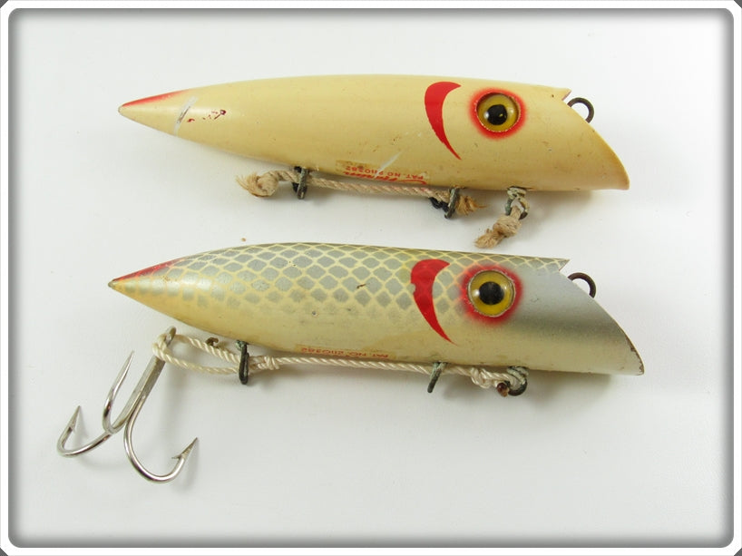 Vintage Martin White Red Gill & Silver Scale Salmon Plug Pair For