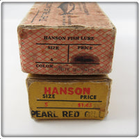 Hanson Fish Lure Co White Shinner & Pearl Red Gill Empty Box Pair